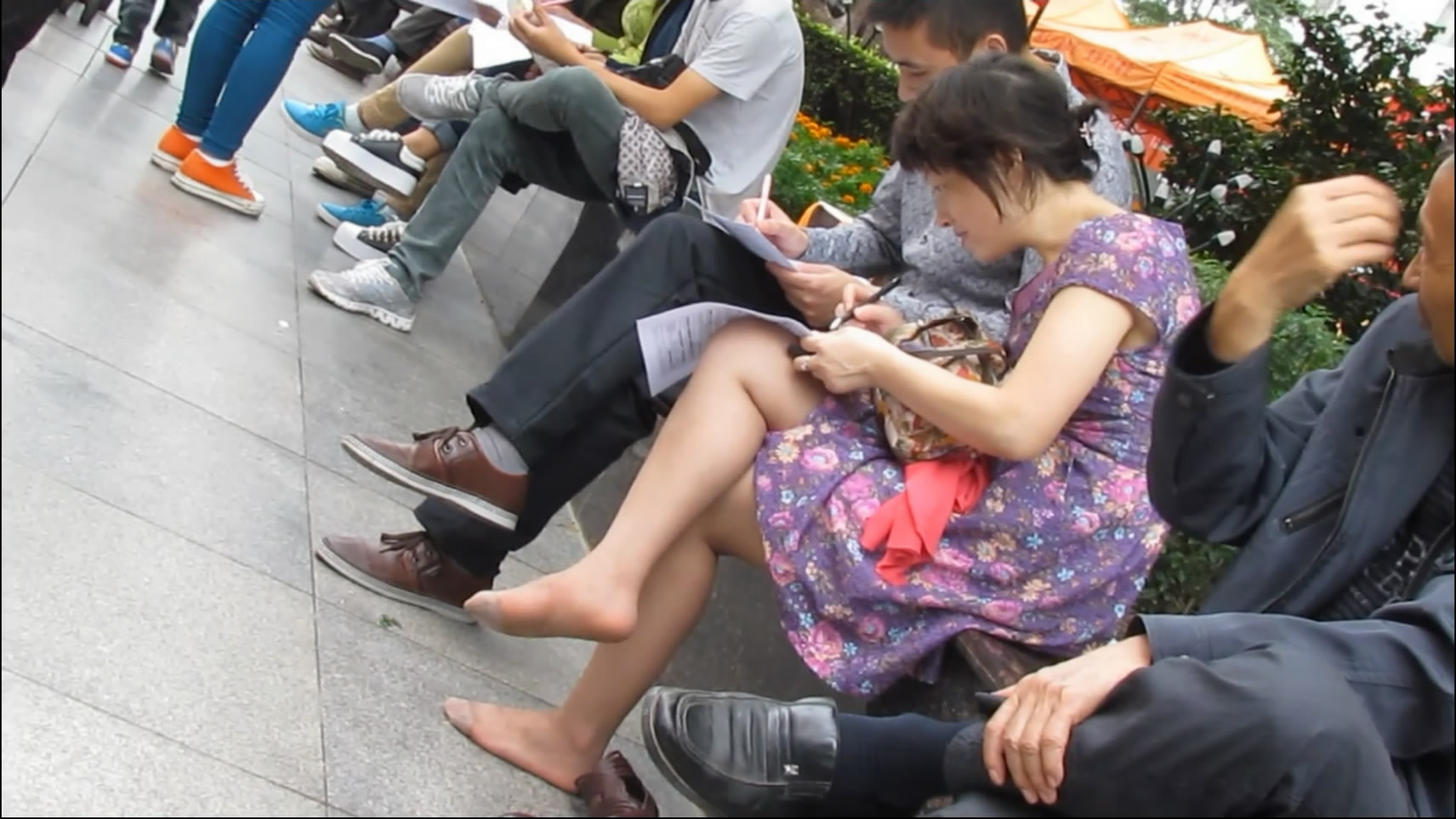 Hanging Nylon Feet Pleasure in Public Space.